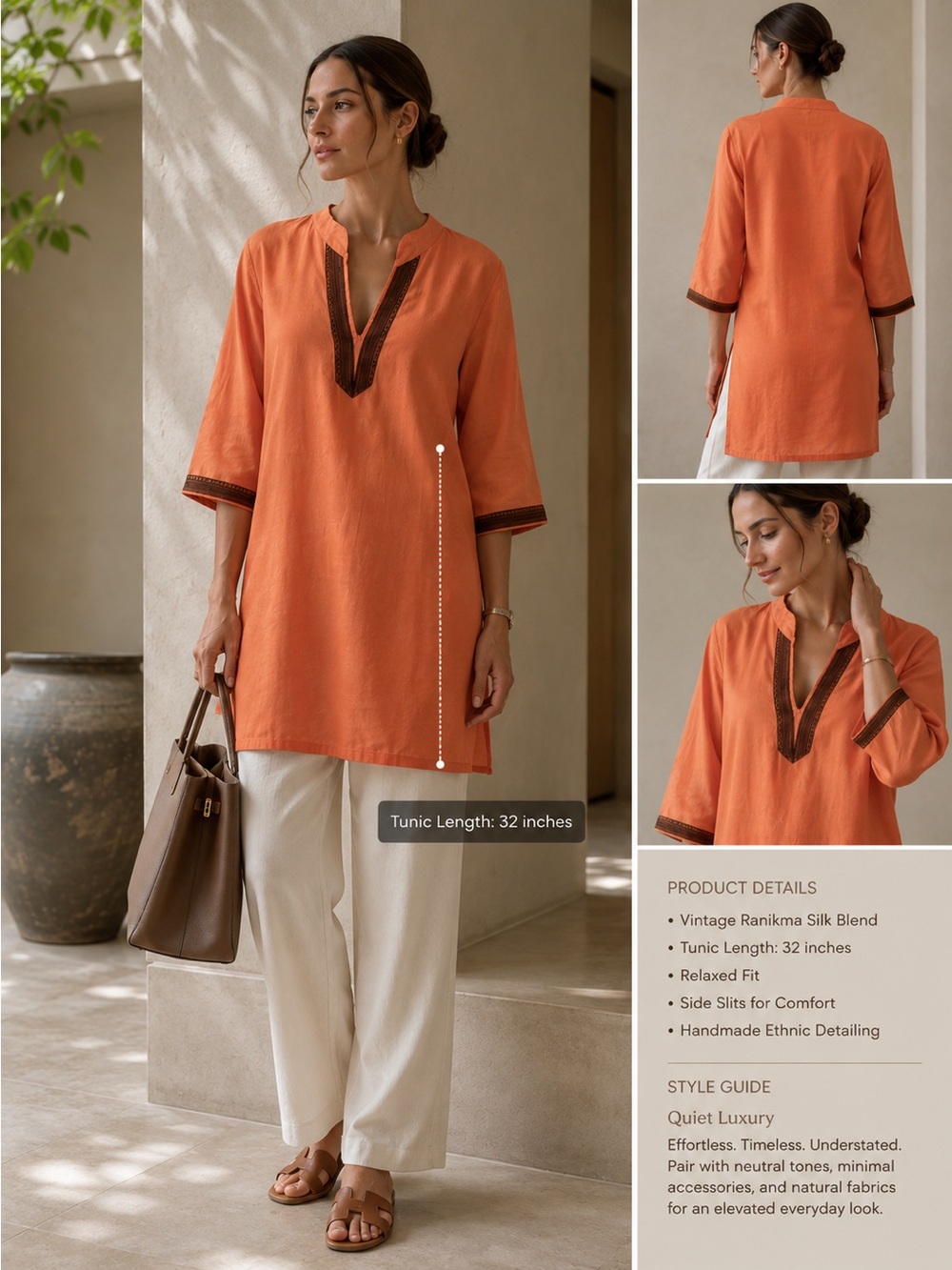 Vintage Ranikma Silk Blend Kurta Tunic Handmade Boho Ethnic Top Size M